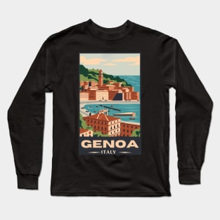 A Vintage Travel Art of Genoa - Italy Long Sleeve T-Shirt